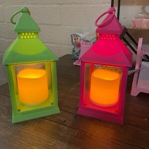 Vibrant Lantern Duo - Green and Pink